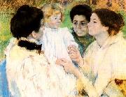 Mary Cassatt Women Admiring a Child painting